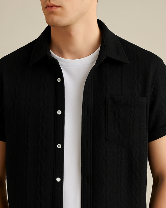 Chemise texturée à manches courtes