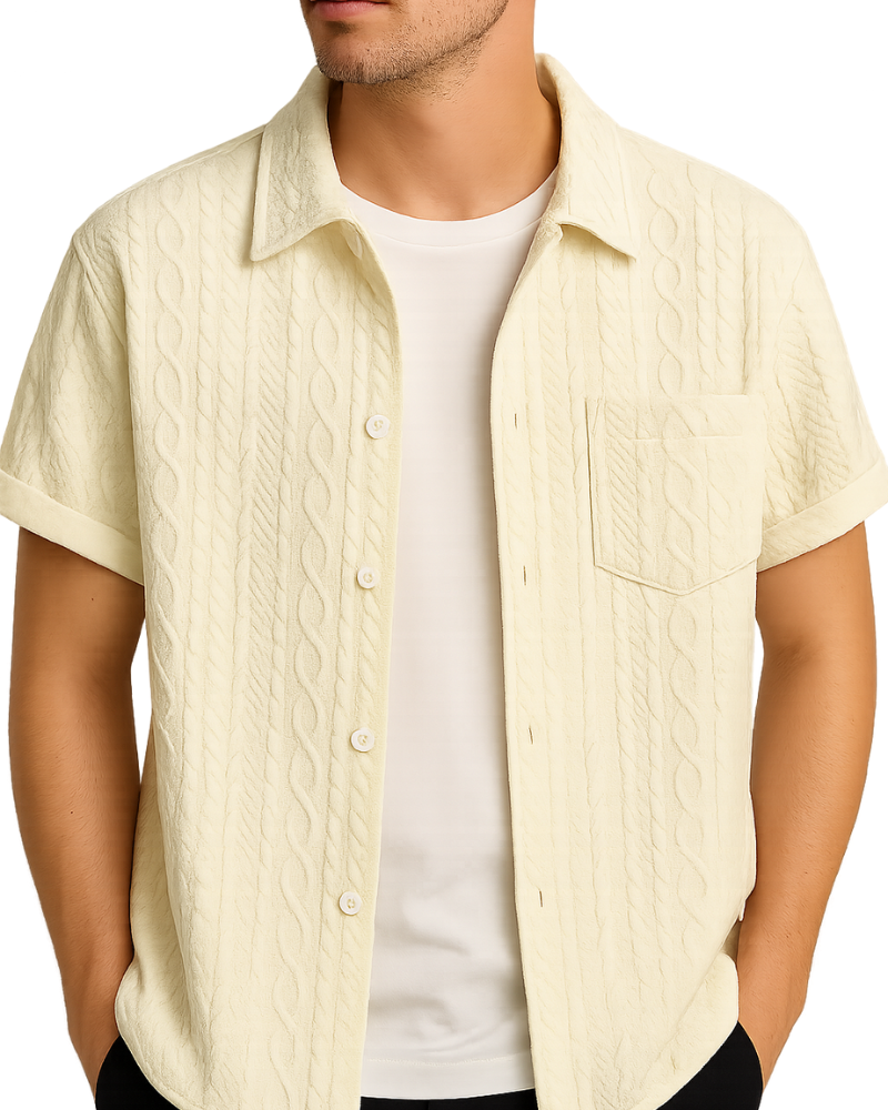 Chemise texturée à manches courtes