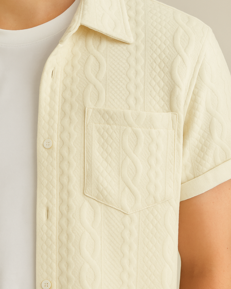Chemise texturée à manches courtes
