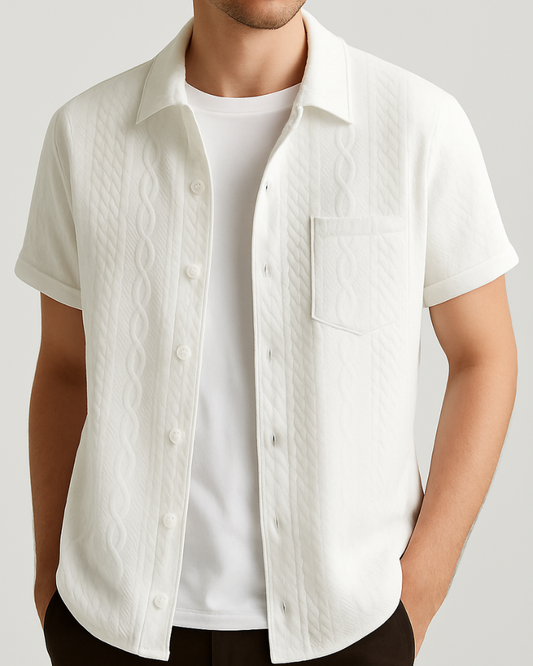 Chemise texturée à manches courtes